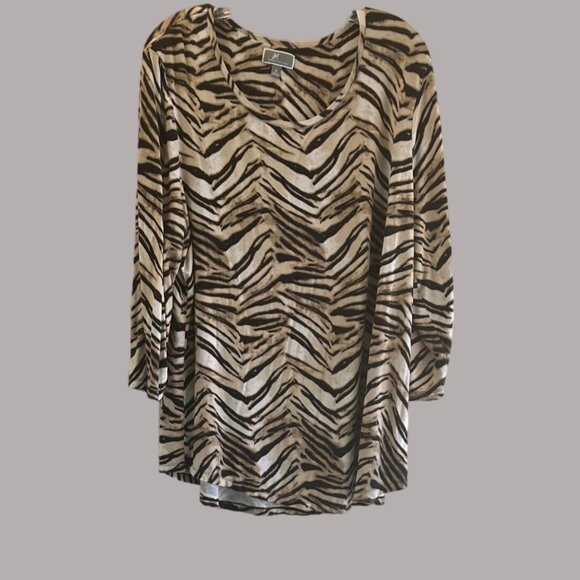 JM Collection Women's Stretch Pull On Print Blouse Size XL - Picture 4 of 6